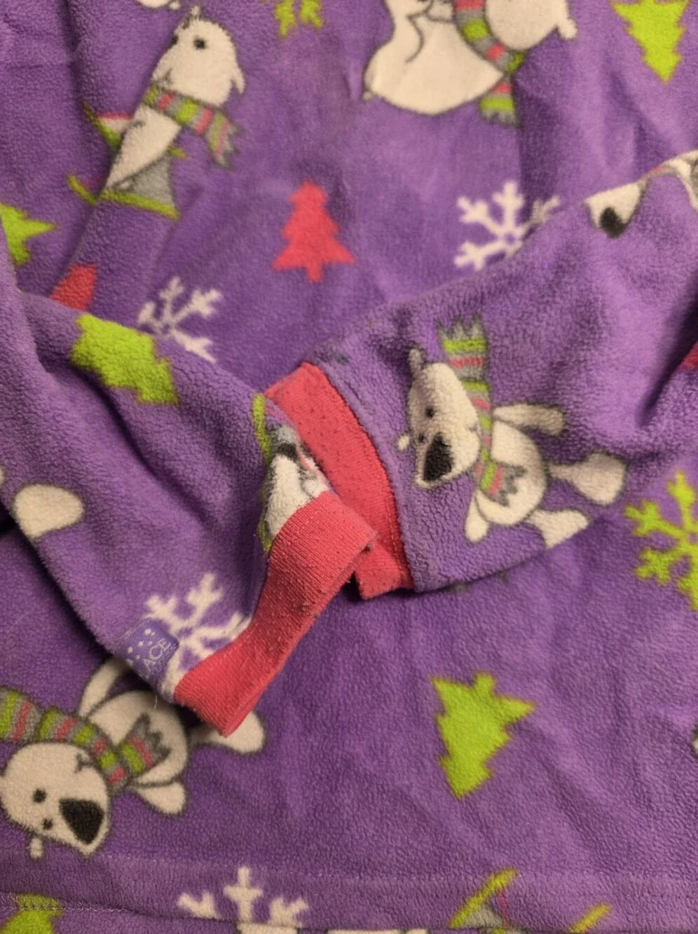 Purple Polar Bear Fleece Pajama Top Vintage 2000s Children's Place
